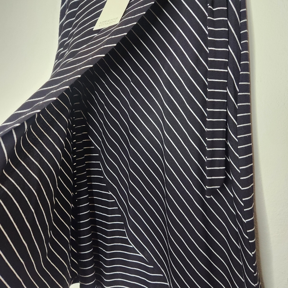 Nwt Adrienne Vittadini Black White Striped Wrap Skirt Tie - Picture 2 of 5